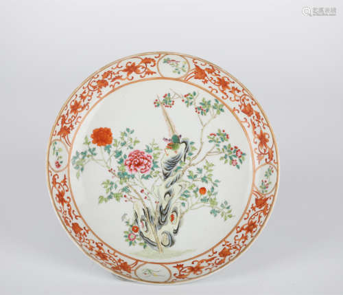 Fencai flower porcelain plate, Qianlong