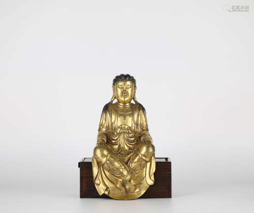 Chinese bronze gilded Buddha，Qing