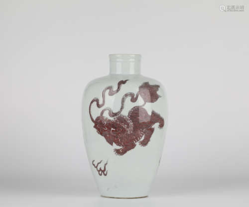 Chinese underglaze red porcelain vase, Qing