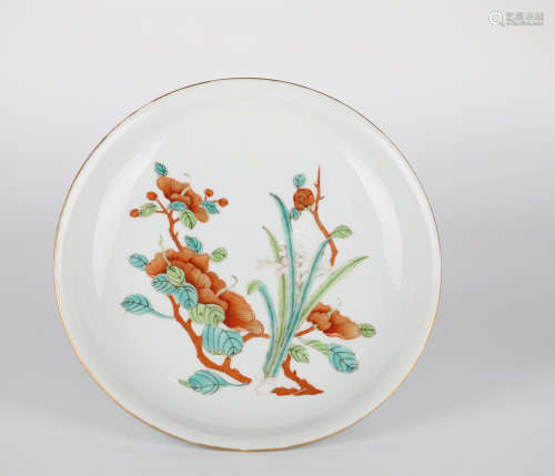 Chinese Fencai porcelain plate, Tongzhi