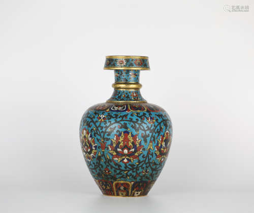 Ming，Cloisonne Enamel Tibetan Grass Vase