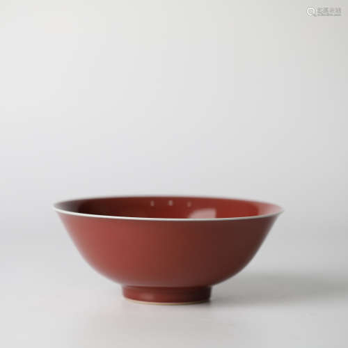 Chinese red glazed porcelain bowl，18th
