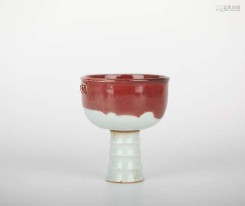 Underglaze red porcelain cup, yuan