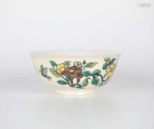 17th,Plain three-color flower pattern bowl