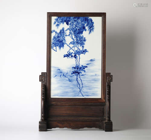 Chinese blue and white porcelain screen (Wang BU)