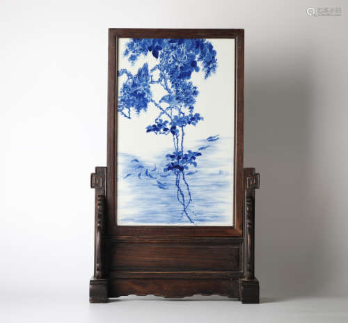 Chinese blue and white porcelain screen (Wang BU)