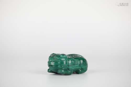 Tiger shaped inkstone carved from malachite and Duanshi in C...