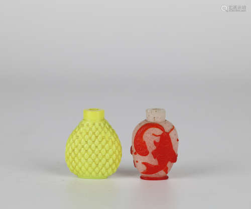 Glass snuff bottle a pair，19th