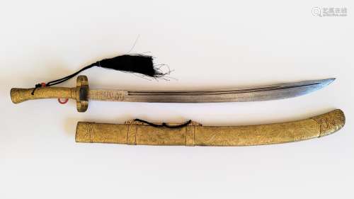 Chinese Qing Dynasty Ceremonial Gilt Sword