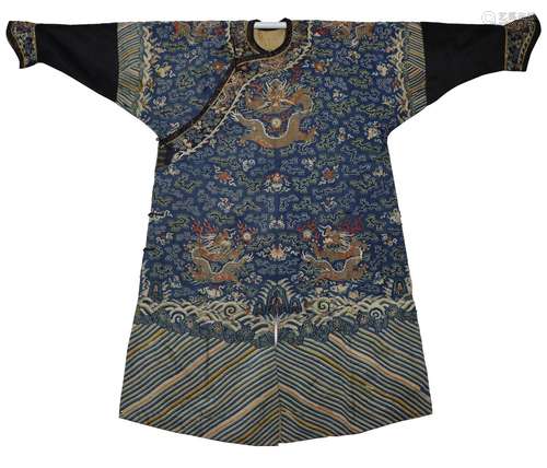 Blue Kesi Dragon Robe With Eight Buddhist Emblems