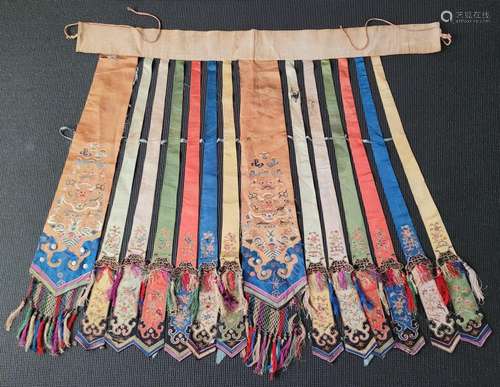 Chinese Qing Dyn. Silk Embroidered Dragon Skirt