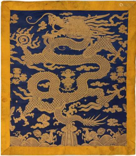 A Weaved Blue Ground Dragon Panel