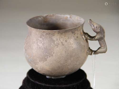Silver Cup with Boar Handle, Han Dynasty (c. 1st