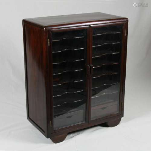 Chinese Rosewood Shanghai Deco File/Sheet Music Cabinet