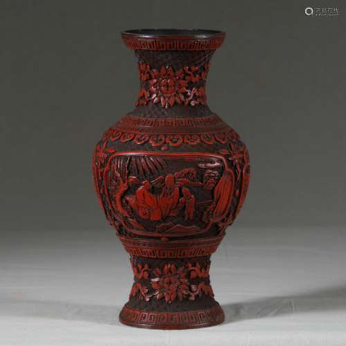 Large Chinese Cinnabar Vase, 19th Century