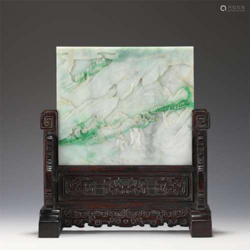 A Carved Jadeite Table Screen