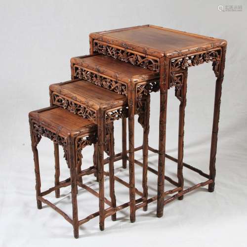 Chinese Hardwood Nested Table, 19th Century