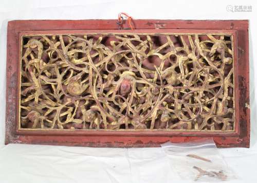 Chinese Gilt Lacquered Wood Panel