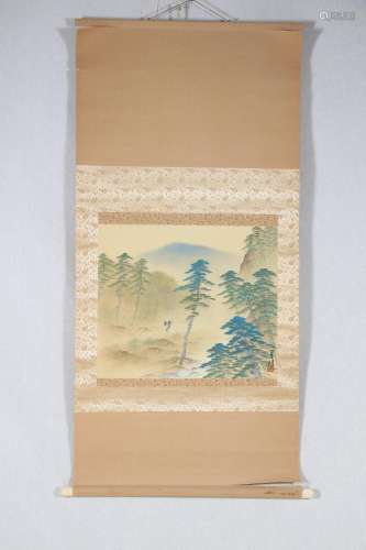 Japanese Painting on Silk, 20th Century, Signed &