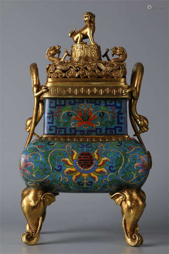 A Gilt Copper Cloisonne Incense Burner.