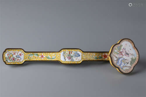 An Enameled Copper Ruyi Sculpture Ornament.