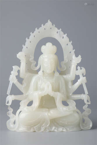 A Hetian Jade Avalokitesvara Statue.