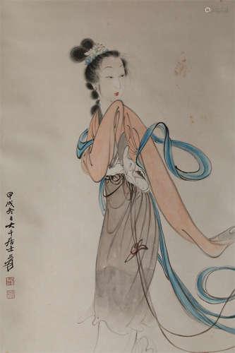 A Beautiful Lady Painting by Zhang Daqian.