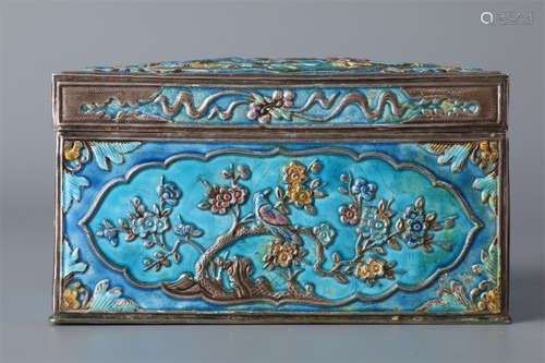 A Silver Bluing Jewellery Box.