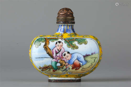 An Enameled Copper Snuff Bottle.