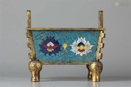 A Gilt Copper Cloisonne Censer.