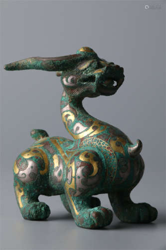 A Bronze Auspicious Beast Sculpture.