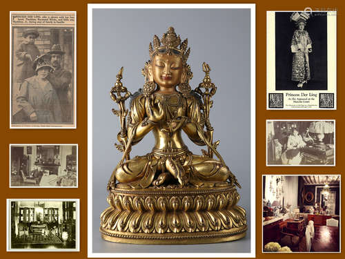 A Gilt Copper Manjusri Bodhisattva Statue.