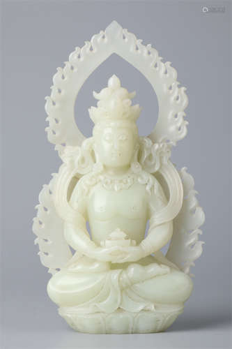 A Hetian Jade Avalokitesvara Statue.