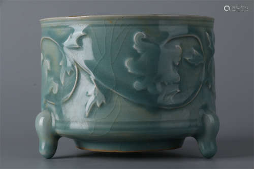 A Tripod Porcelain Censer, Longquan Kiln.