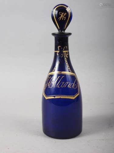 An early 19th century Bristol blue glass and enamelled Holla...