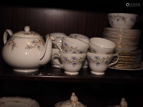 A Duchess Tranquility pattern teaset for twelve (teapot has ...