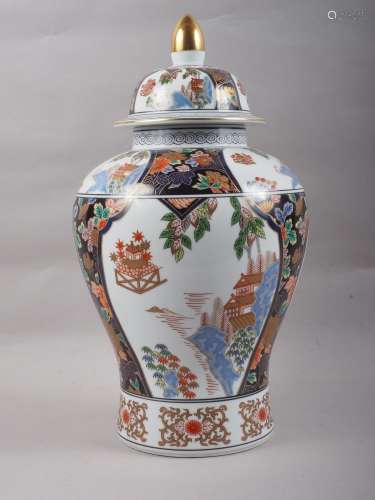 An Arita decorated ginger jar and cover, 16 high