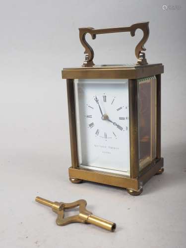 A Matthew Norman brass and glass cased carriage clock, 5 hig...