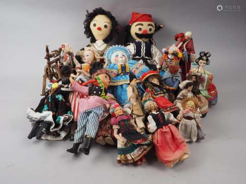 A quantity of mostly souvenir and tourist dolls and some por...