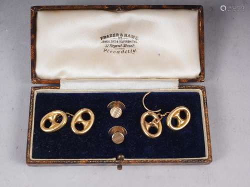 A pair of 9ct gold Marine link cufflinks, 4.3g, and a pair o...