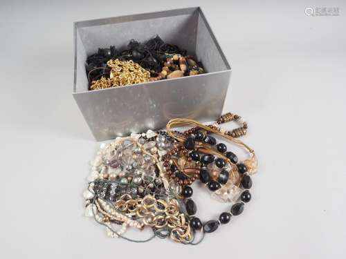 A large selection of costume jewellery, bead necklaces, etc
