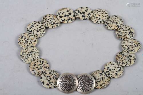 S F: a silver and polished stone necklace, marked for 2000, ...