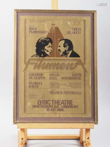 A theatre poster for Filumena starring Joan Plowright and Co...