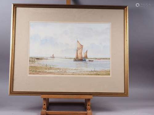 Alan whitehead: watercolours, estuary with Thames barges, 12...