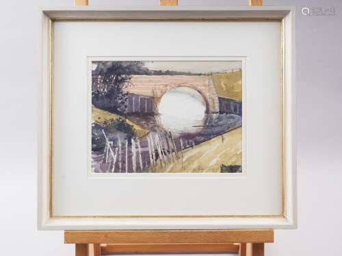 Charles Bartlett: watercolours, farm bridge, 6 x 8 1/4, Bohu...