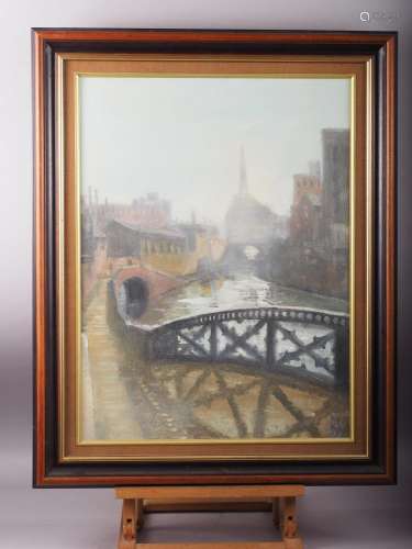 T W: oil on canvas canalside scene, Peels Wharf Fazeley, 23 ...