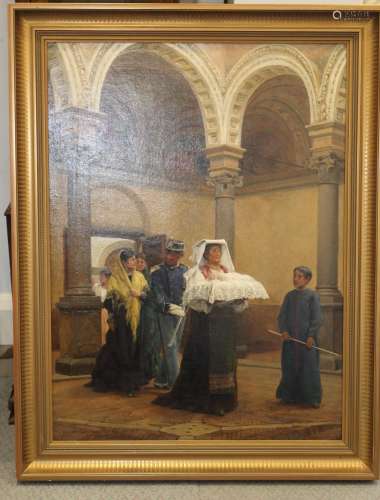 Frank W W Topham, 1880, oil on canvas, The Christening, 28 1...