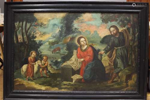 An 18th century Continental/Flemish oil on canvas, Rest on t...