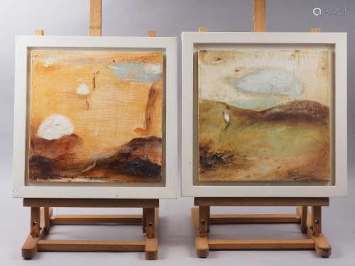 Hsiao Mei Lin: a pair of oils on panels landscapes, 11 3/4 x...