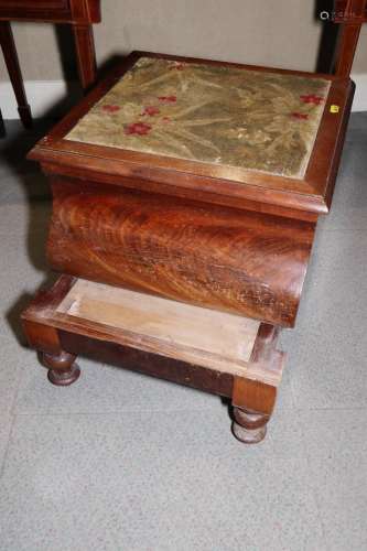 A 19th century mahogany bed step/commode with carpet top and...